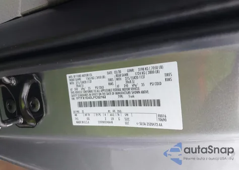 2020 Ford F-150 Xl из США, поврежденный, VIN 1FTFX1E43LFC02162